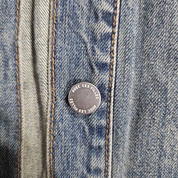 Avec Les Filles S Follow Me Jean Jacket Long Line Aged Denim Boho - Picture 5 of 9